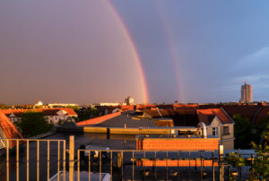 Berlin, roof terrace, rainbow, side rainbow, Alexander's dark ribbon Berlin, roof terrace, rainbow, side rainbow, Alexander's dark ribbon